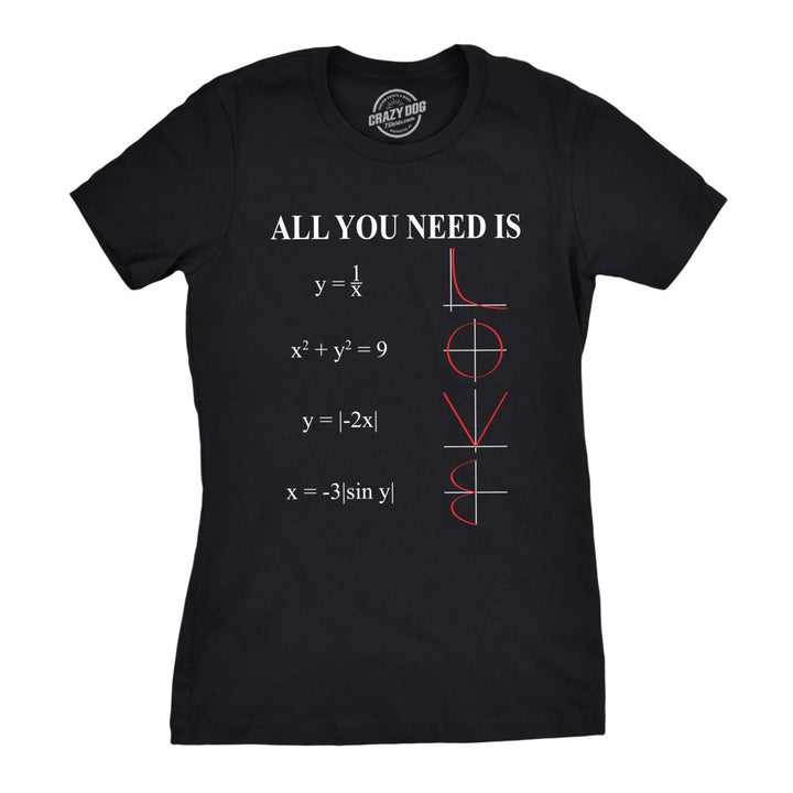 Womens All You Need Is Love Equation Tshirt Funny Nerdy Math Tee Image 1