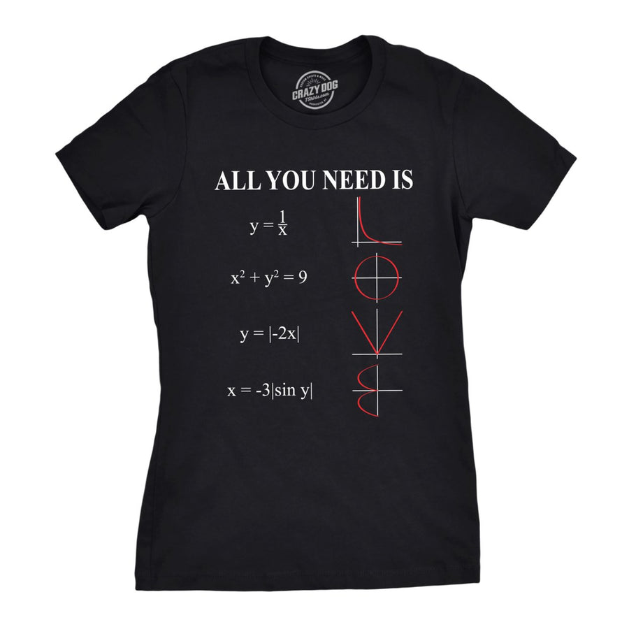 Womens All You Need Is Love Equation Tshirt Funny Nerdy Math Tee Image 1