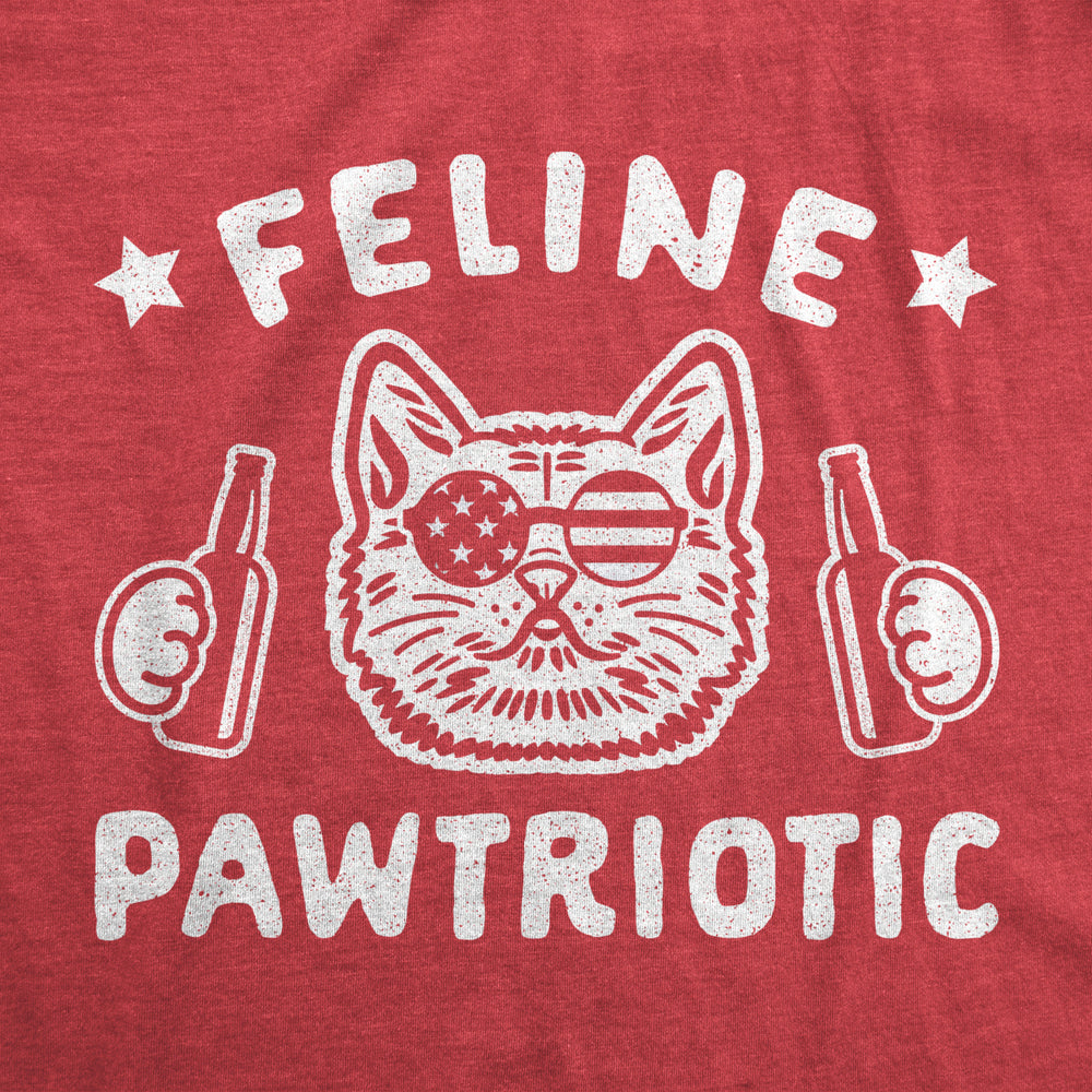 Womens Feline Pawtriotic Tshirt Funny Pet Cat 4th of July Graphic Novelty Tee Image 2