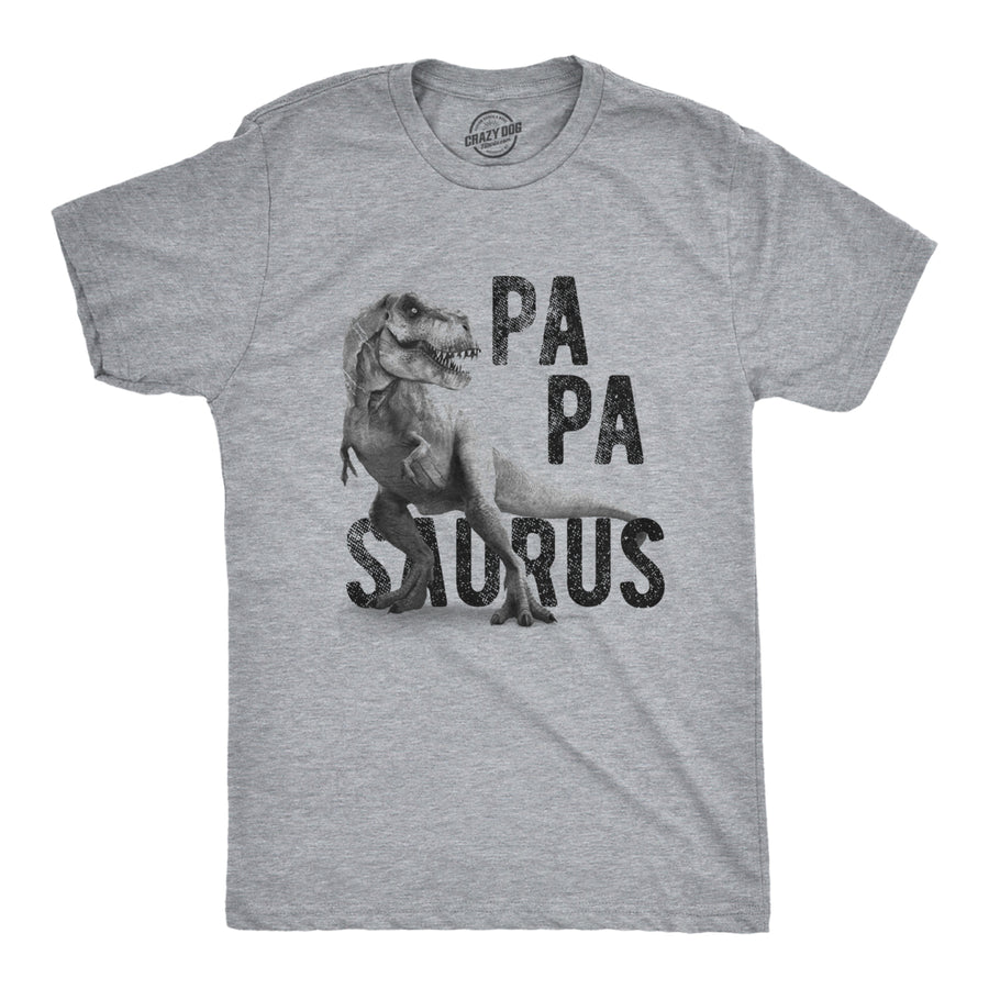 Mens Papasaurus Tshirt Funny Trex Dinosaur Fathers Day Graphic Novelty Tee Image 1