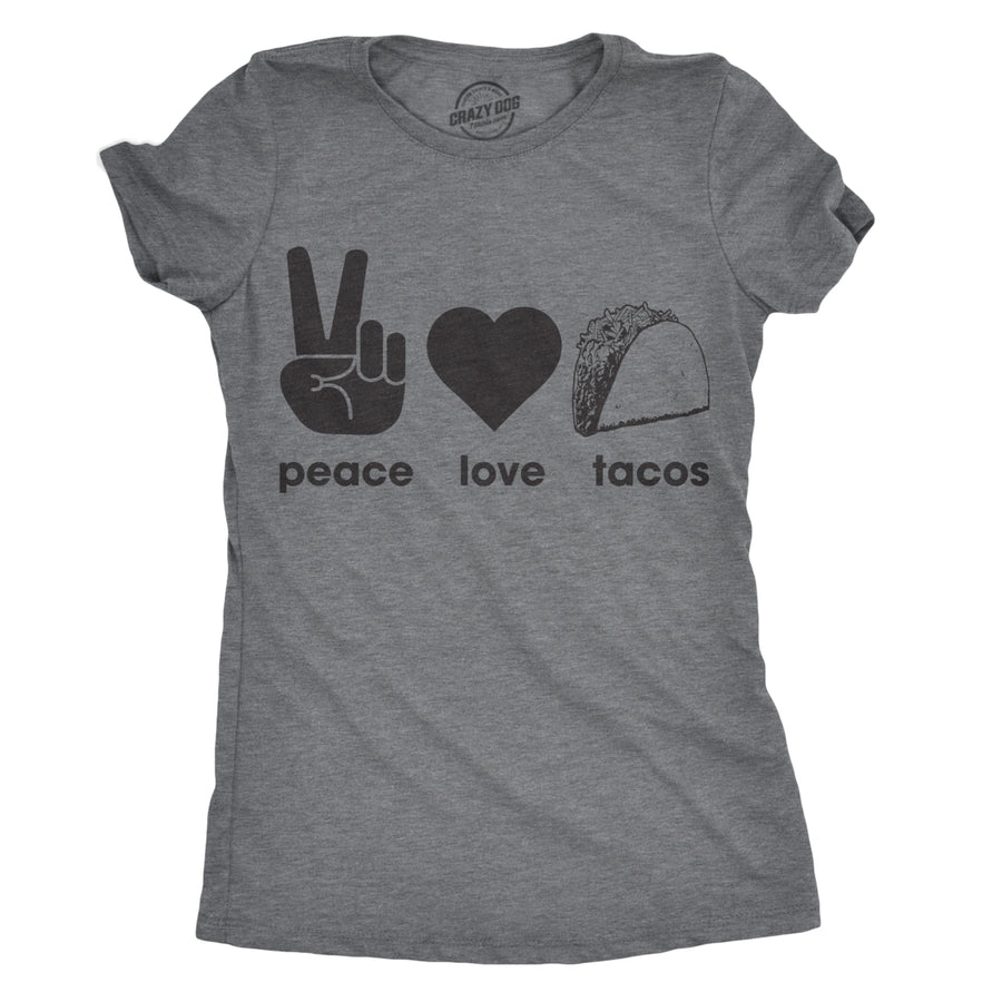 Womens Peace Love Tacos T shirt Funny Saying Cute Graphic Vintage Ladies Design Image 1