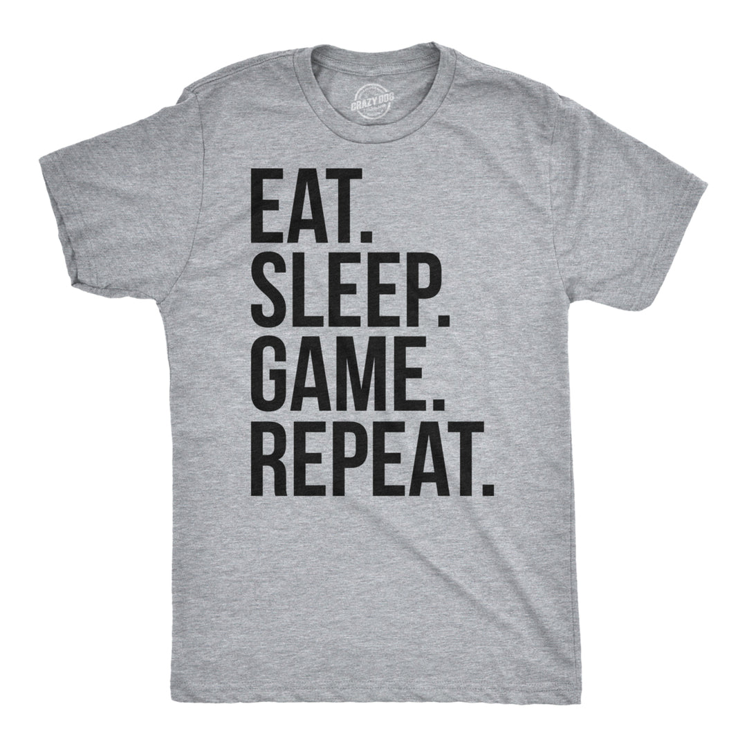 Mens Eat Sleep Game Repeat Funny Shirts Nerdy Gamer Tees Vintage Novelty T shirt Image 1