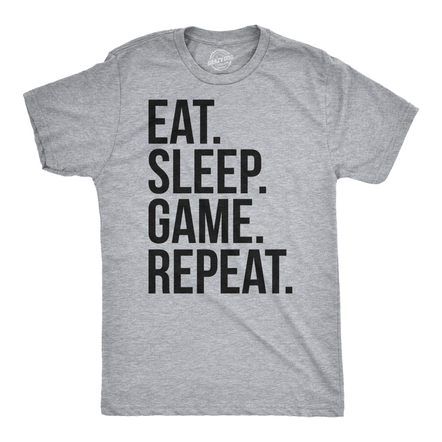 Mens Eat Sleep Game Repeat Funny Shirts Nerdy Gamer Tees Vintage Novelty T shirt Image 1