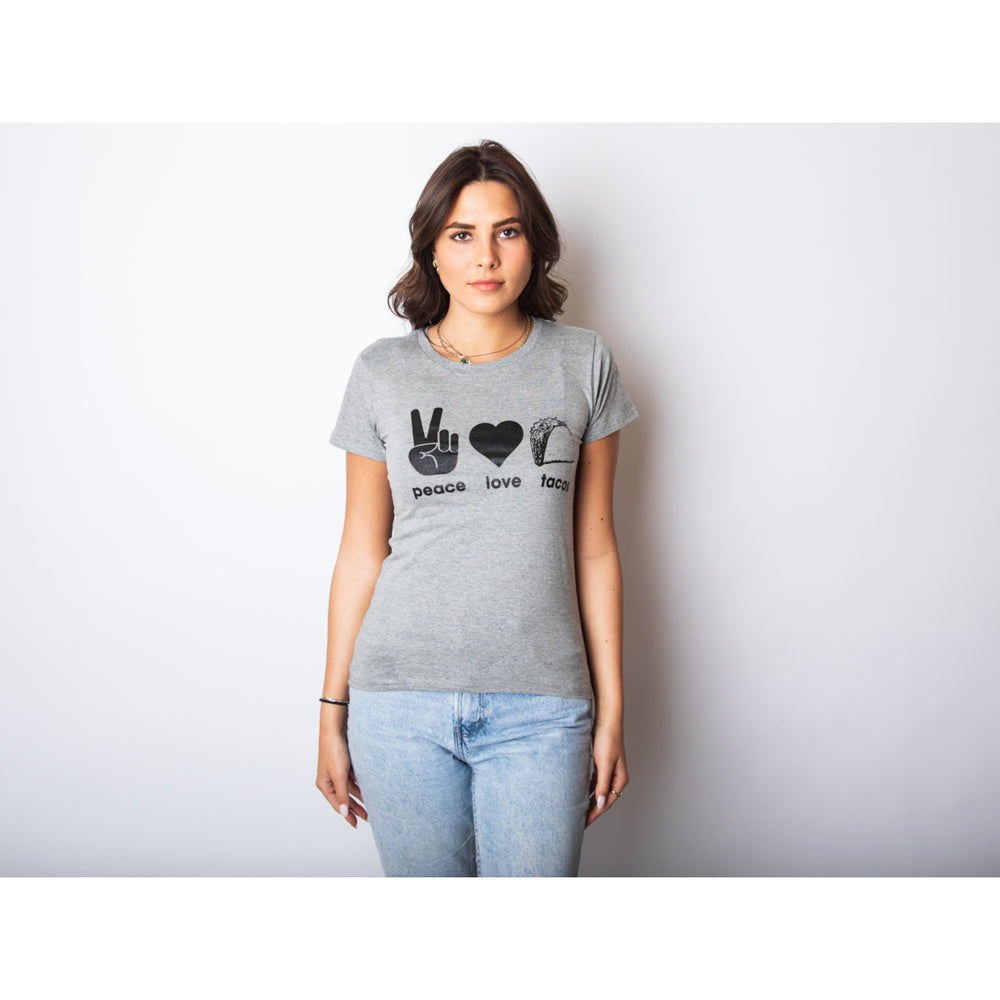 Womens Peace Love Tacos T shirt Funny Saying Cute Graphic Vintage Ladies Design Image 2