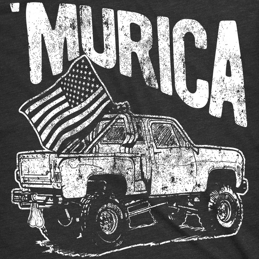 Mens Murica Truck Tshirt Funny Fourth Of July USA Pride Tee For Guys Image 2