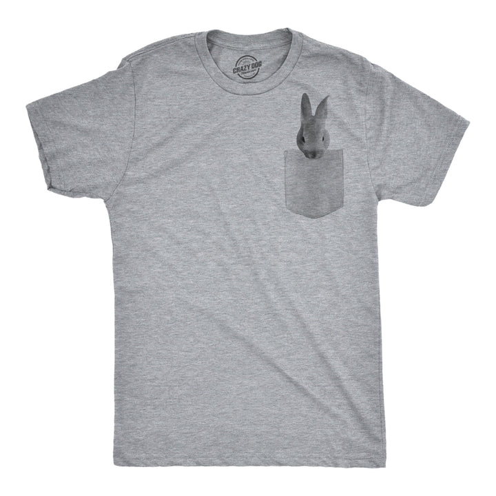 Mens Pocket Bunny Tshirt Funny Easter Bunny Rabbit Fake Pocket Graphic Tee Image 1