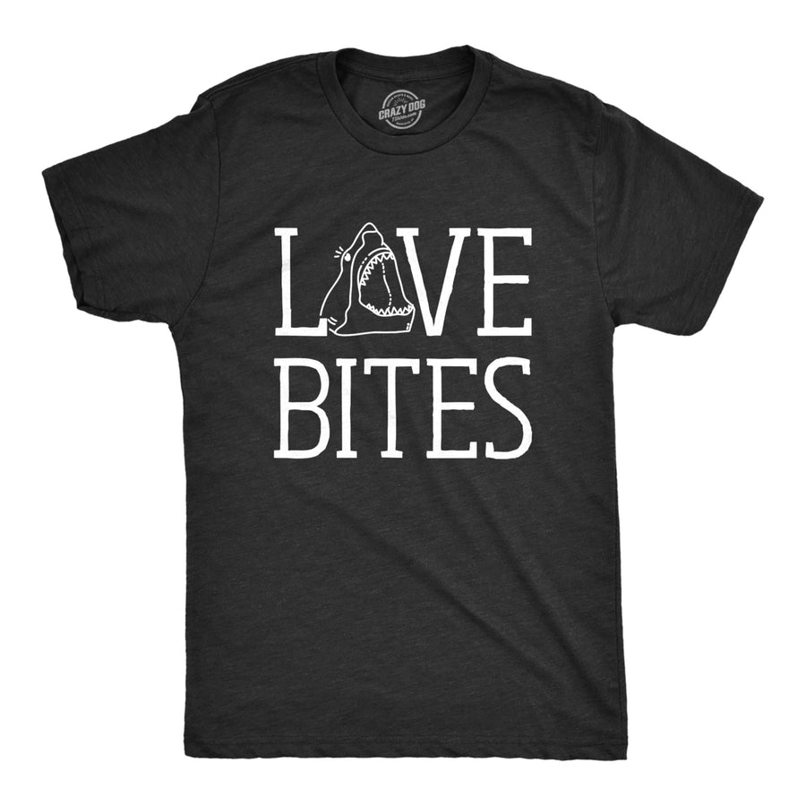 Mens Love Bites Funny Shark Dating Relationship Valentines Day T shirt Image 1