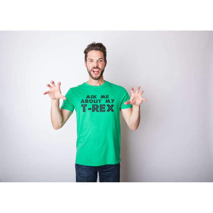 Mens Ask Me About My Trex T Shirt Funny Cool Dinosaur Flip Graphic Novelty Tees Image 4