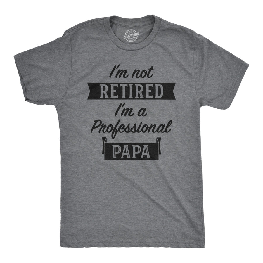 Mens Im Not Retired Im A Professional Papa Tshirt Funny Grandfather Tee Image 1