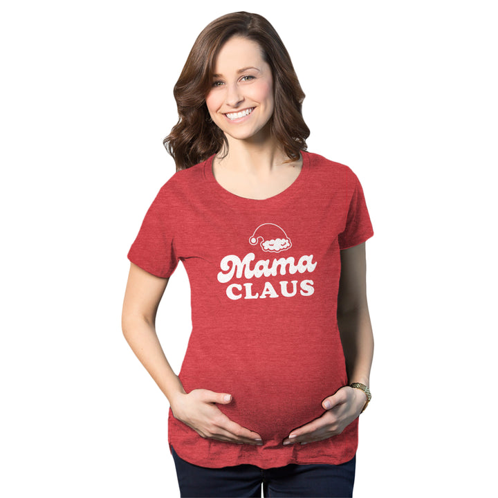 Maternity Mama Claus Tshirt Funny Christmas Holiday Party Mrs Claus Novelty Baby Pregnancy Tee Image 1