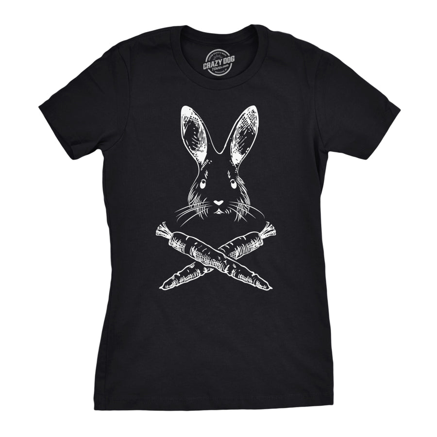 Womens Jolly Roger Easter T Shirt Funny Pirate Bunny Flag Egg Hunt Tee for Mom Image 1