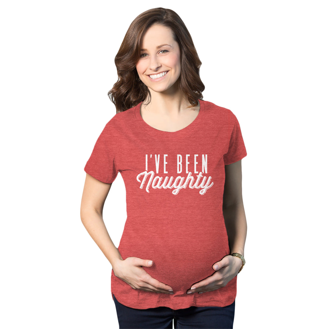 Maternity Ive Been Naughty Tshirt Cute Christmas Holiday Pregnancy Tee Image 1