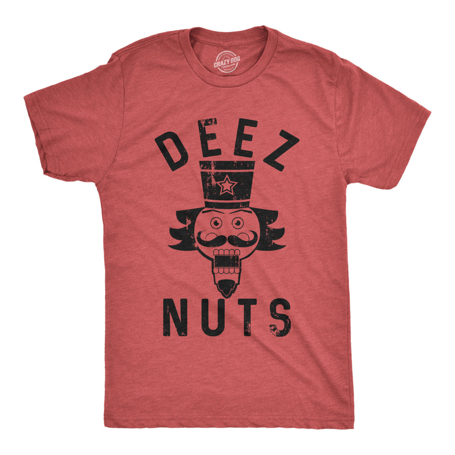 Mens Deez Nuts T shirt Funny Christmas Nutcracker Sarcastic Graphic Tee For Guys Image 1