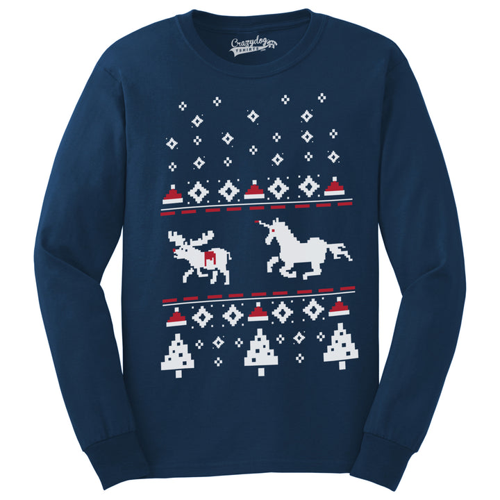 Unicorn Stab Funny Stabbing Ugly Christmas Crew Neck Unisex Sweatshirt Image 1