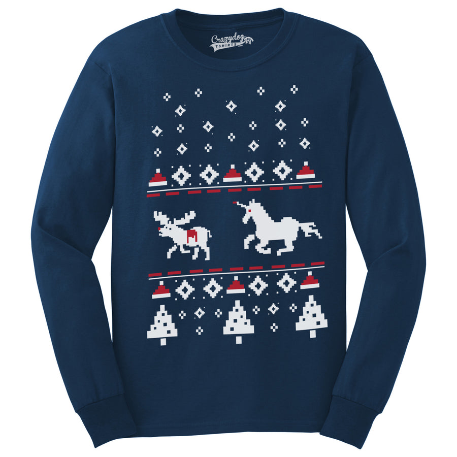 Unicorn Stab Funny Stabbing Ugly Christmas Crew Neck Unisex Sweatshirt Image 1