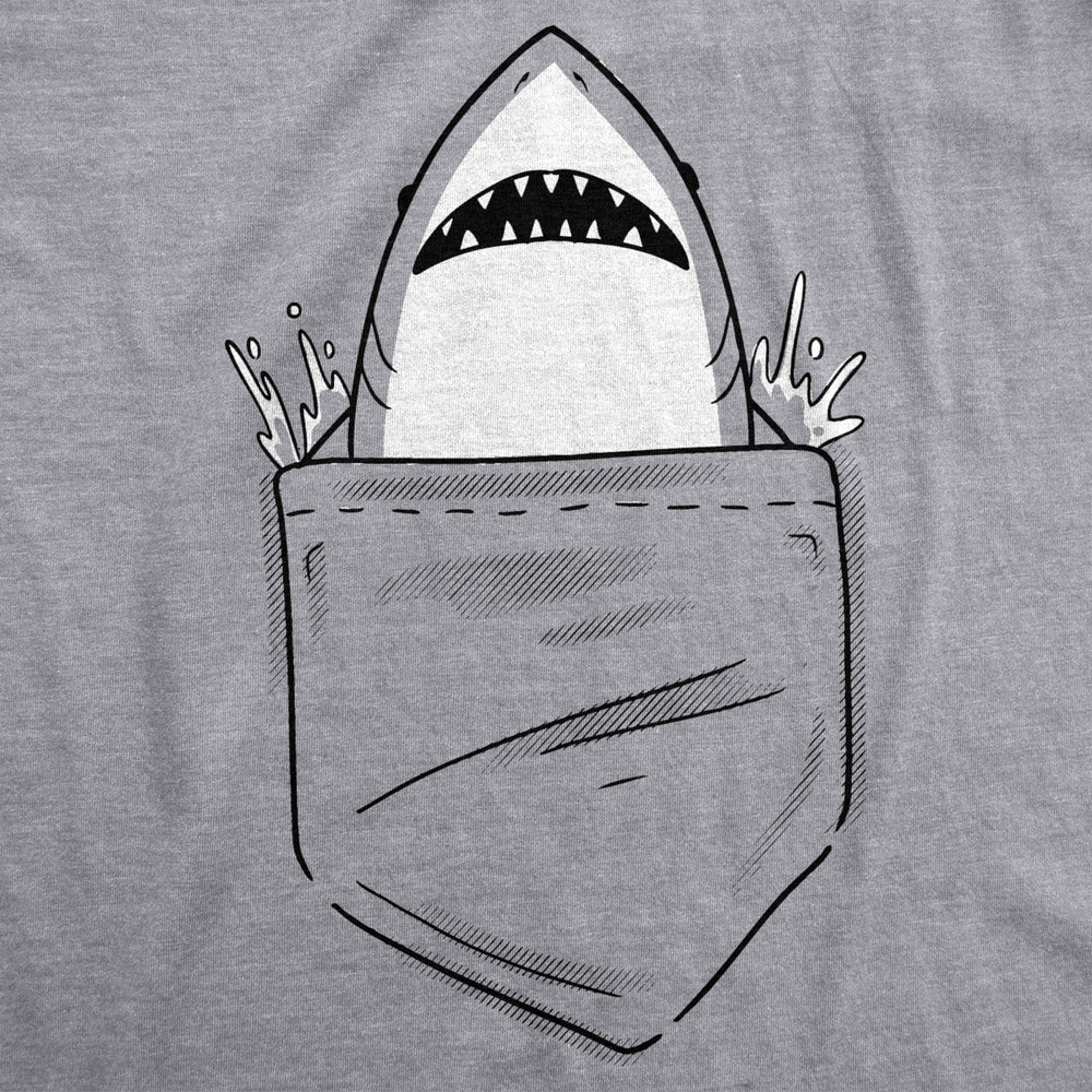 Mens Pocket Shark Funny T shirts Printed Graphic Jaws Cool Shark Novelty T shirt Image 2