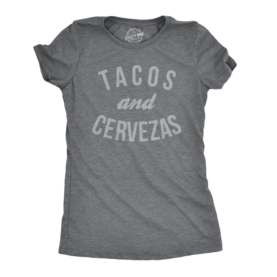 Womens Tacos and Cervezas Funny T shirts Cool Vintage Graphic Tee Cute Saying Image 1