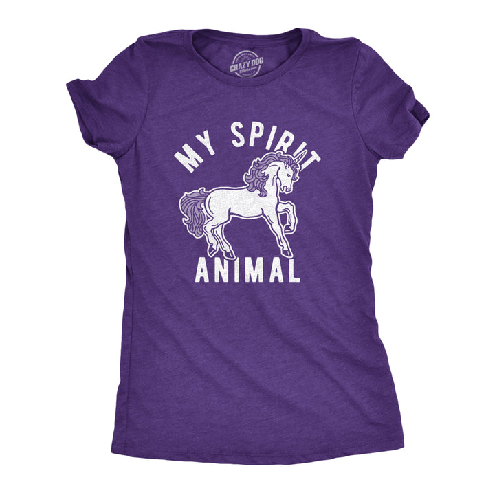 Womens My Spirit Animal: Unicorn Tshirt Funny Mythical Horse Sarcastic Graphic Novelty Tee Image 1