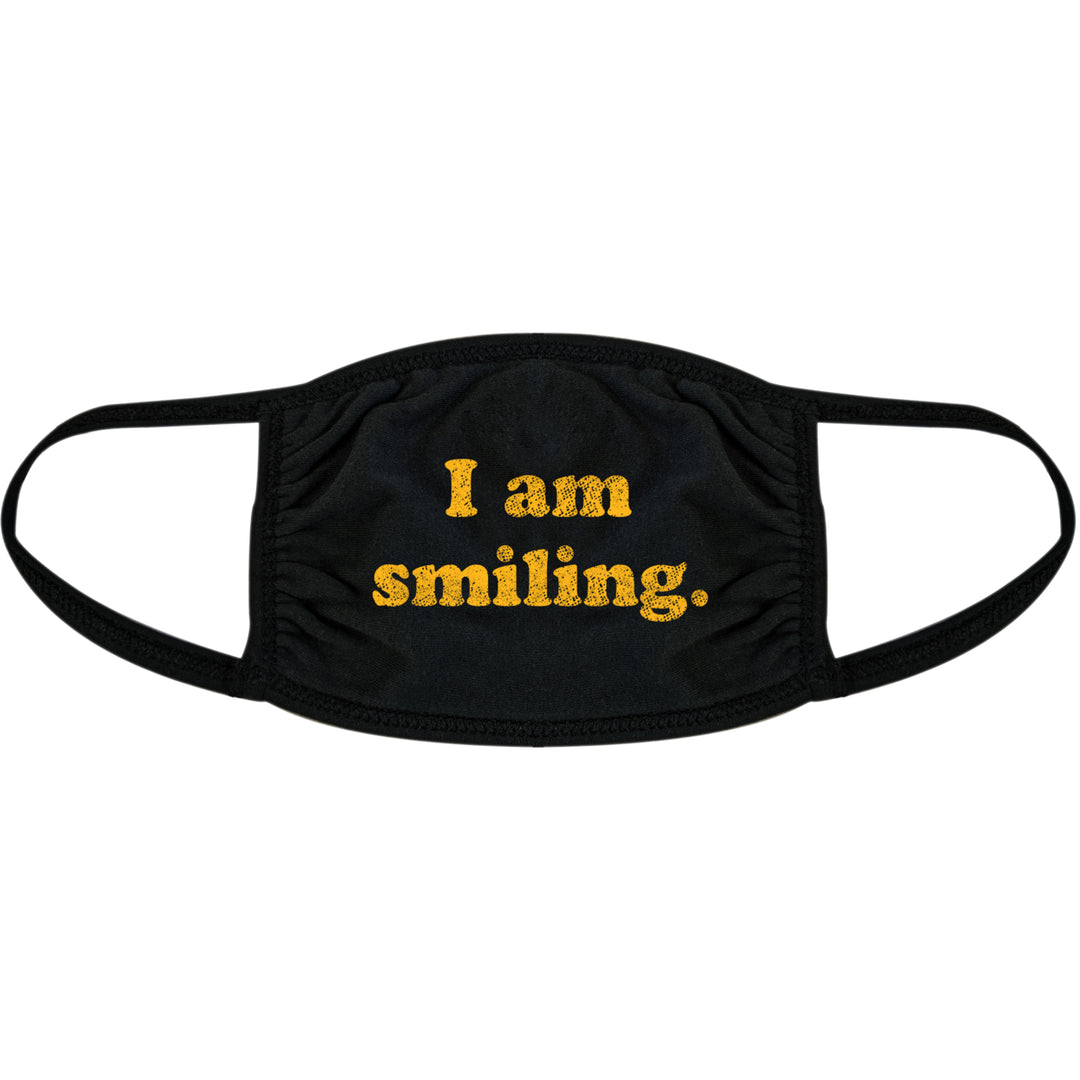 I Am Smiling Face Mask Funny Happy Face Novelty Graphic Nose And Mouth Covering Image 1