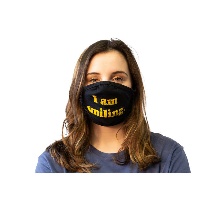 I Am Smiling Face Mask Funny Happy Face Novelty Graphic Nose And Mouth Covering Image 4