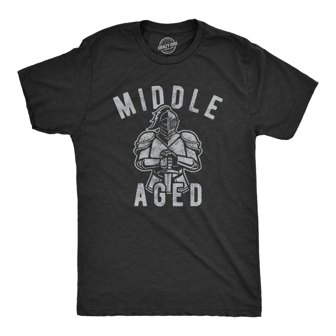 Mens Middle Aged Tshrirt Funny Sarcastic Birthday Over The Hill Medieval Knight Tee Image 1