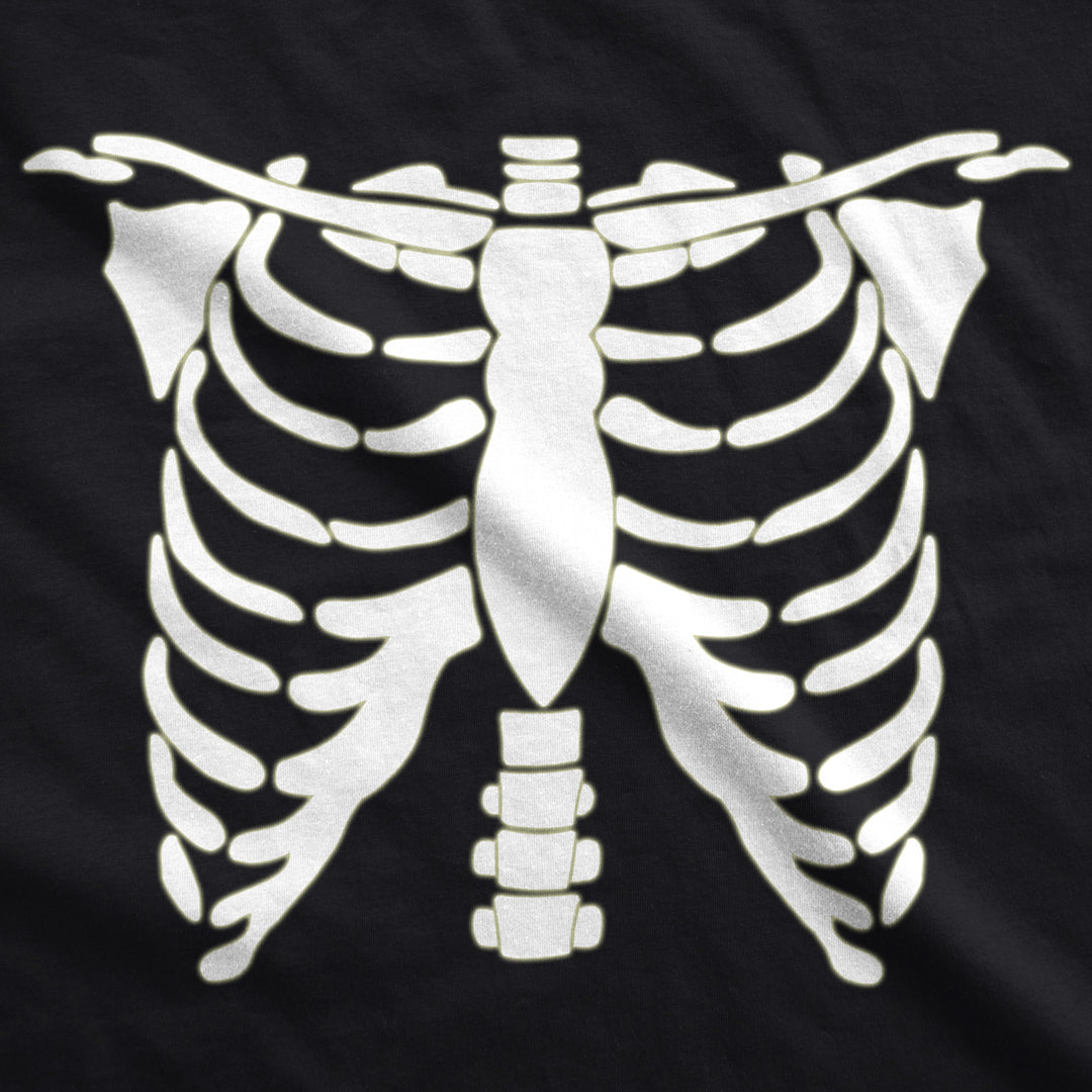 Womens Glowing Skeleton Tshirt Rib Cage Cool Halloween Glow In The Dark Tee Image 2