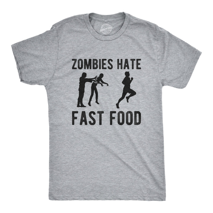 Mens Zombies Hate Fast Food Tshirt Funny Running Halloween Novelty Tee Image 1