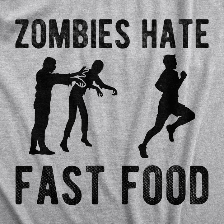 Mens Zombies Hate Fast Food Tshirt Funny Running Halloween Novelty Tee Image 2