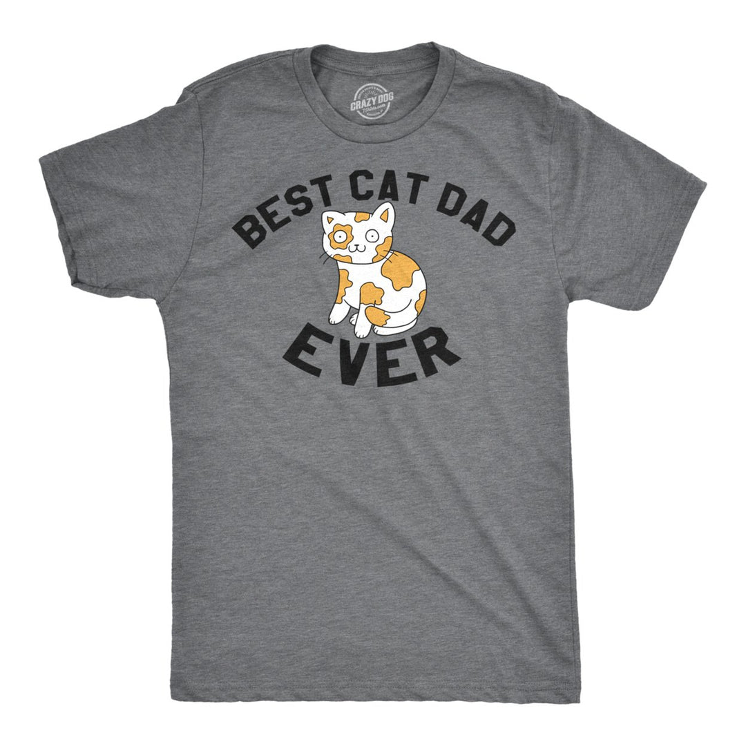 Mens Best Cat Dad Ever Funny Face T shirt Hilarious Pet Lover Graphic for Guys Image 1