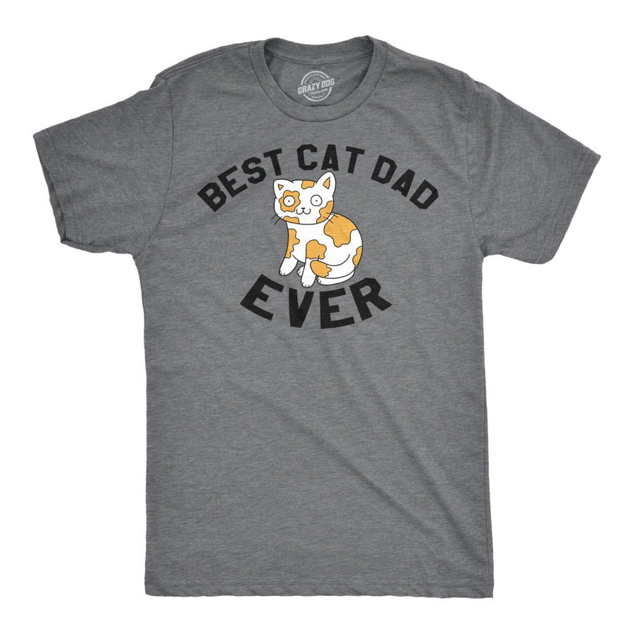 Mens Best Cat Dad Ever Funny Face T shirt Hilarious Pet Lover Graphic for Guys Image 1