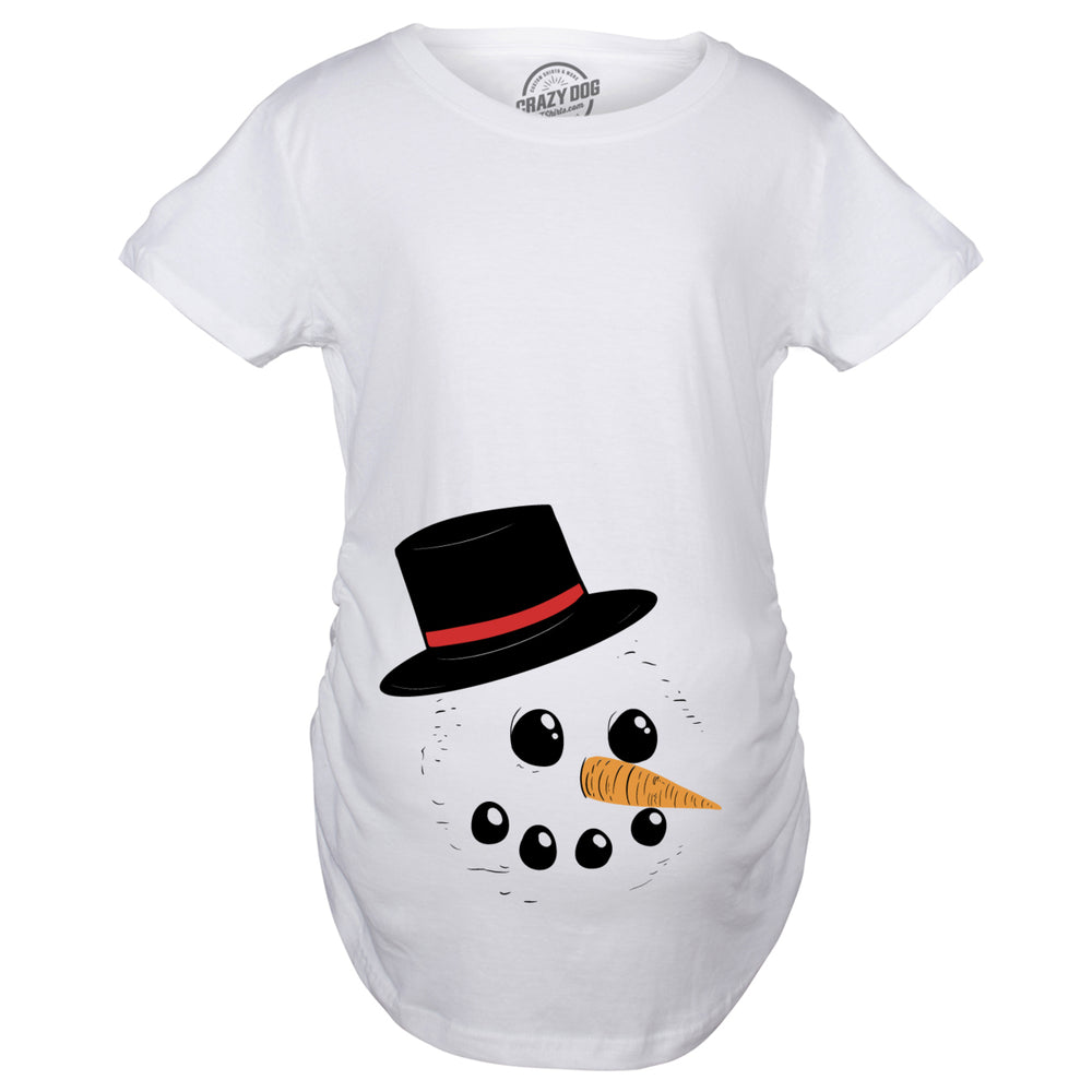 Maternity Snowman Face Announcement Pregnancy Funny Christmas Pregnancy T shirt Image 2