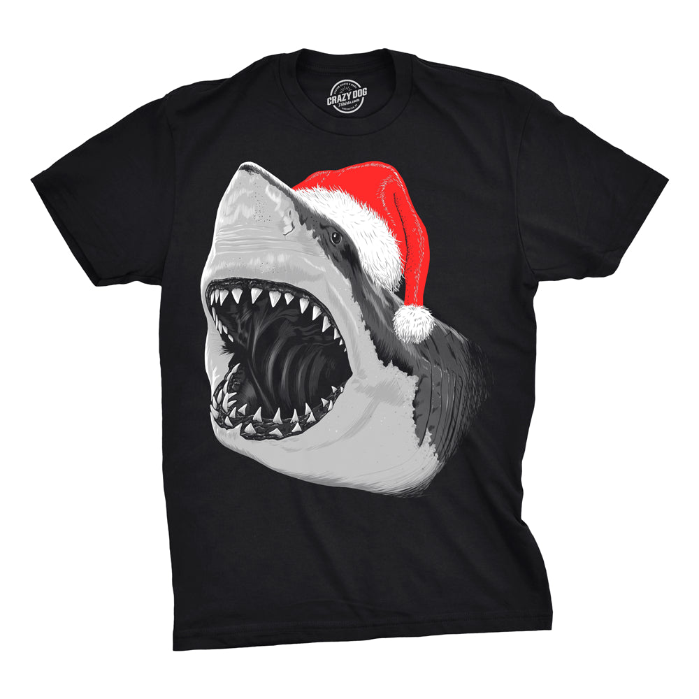 Youth Santa Jaws Funny Holiday Shark Christmas Cool Novelty T shirt for Kids Image 2