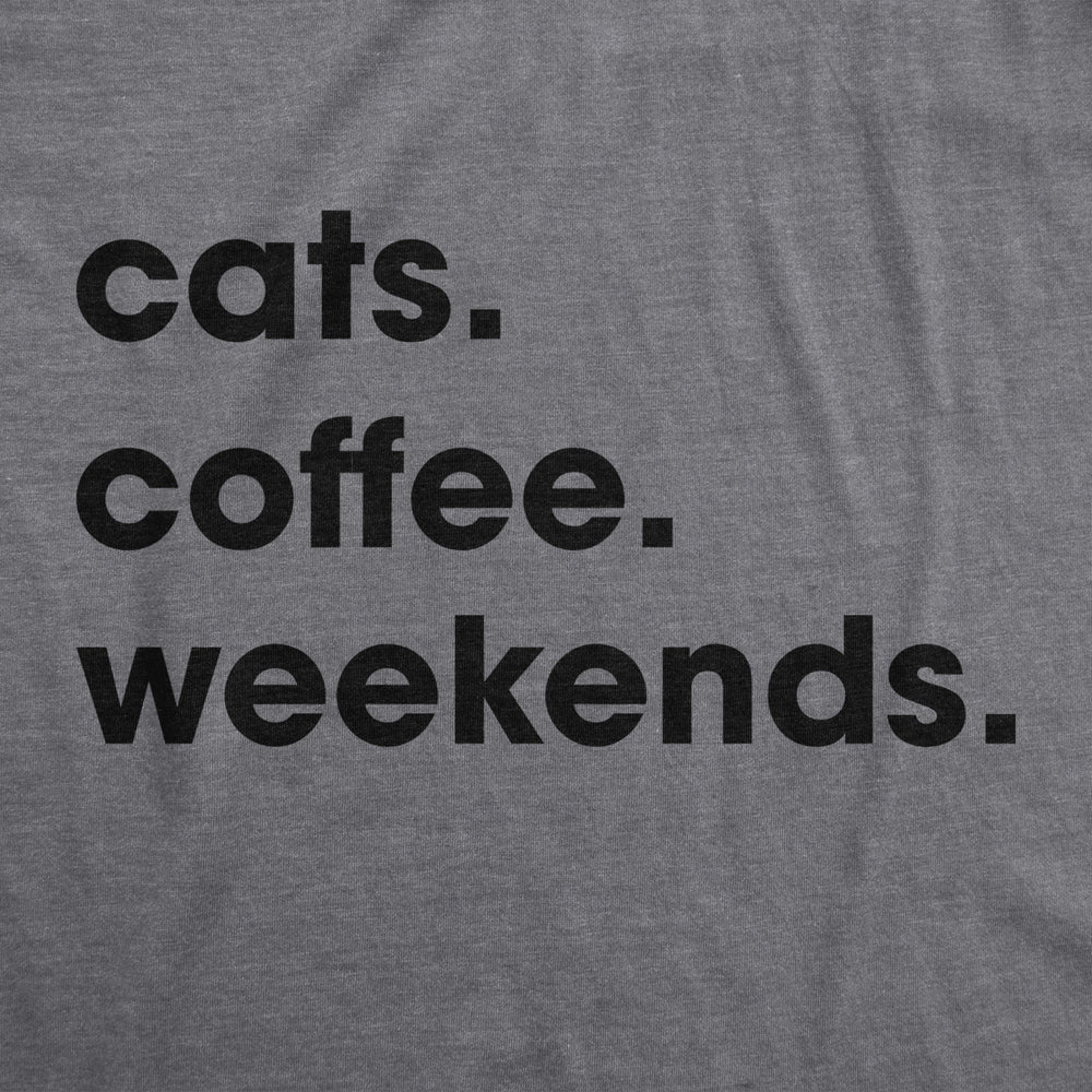 Womens Cats Coffee Weekend T Shirt Cat Mom Tee Addicted to Caffeine Top Image 2