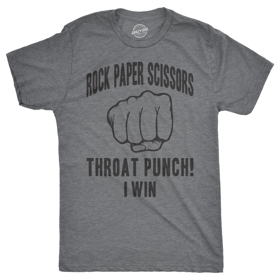 Mens Rock Paper Scissors Throat Punch T shirt Funny Sarcastic Hilarious Novelty Image 1