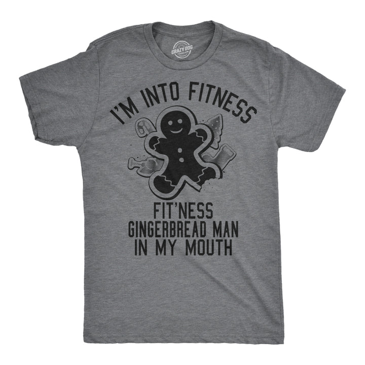 Mens Fitness Gingerbread In My Mouth T shirt Funny Christmas Gift Tee For Guys Image 1