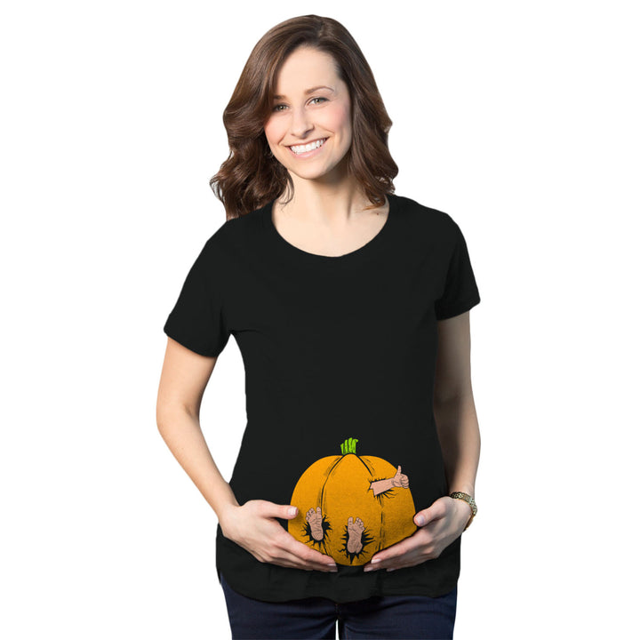 Maternity Pumpkin Baby Pregnancy Tshirt Cute Fall Halloween Jack O Lantern Tee Image 1