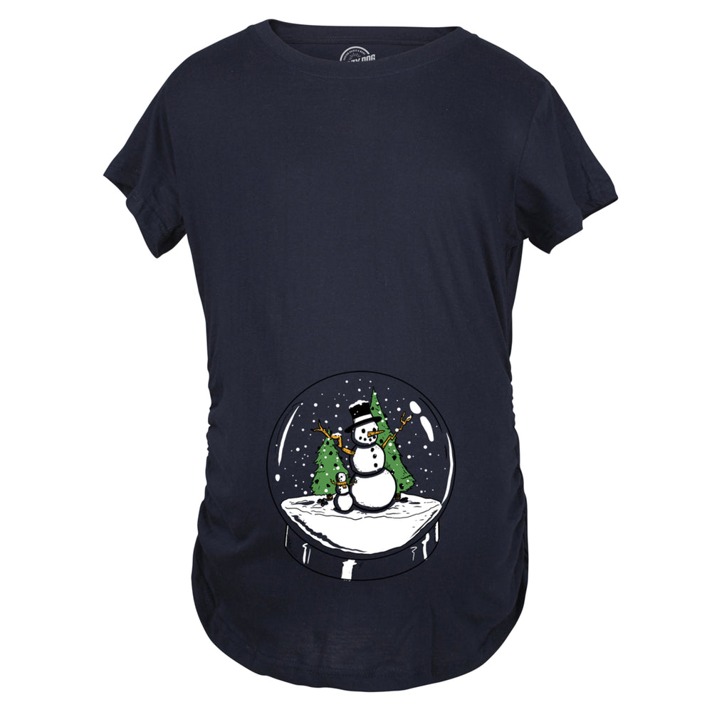 Maternity Snow Globe T Shirt Funny Cute Christmas Reveal Pregnancy Announcement Image 2