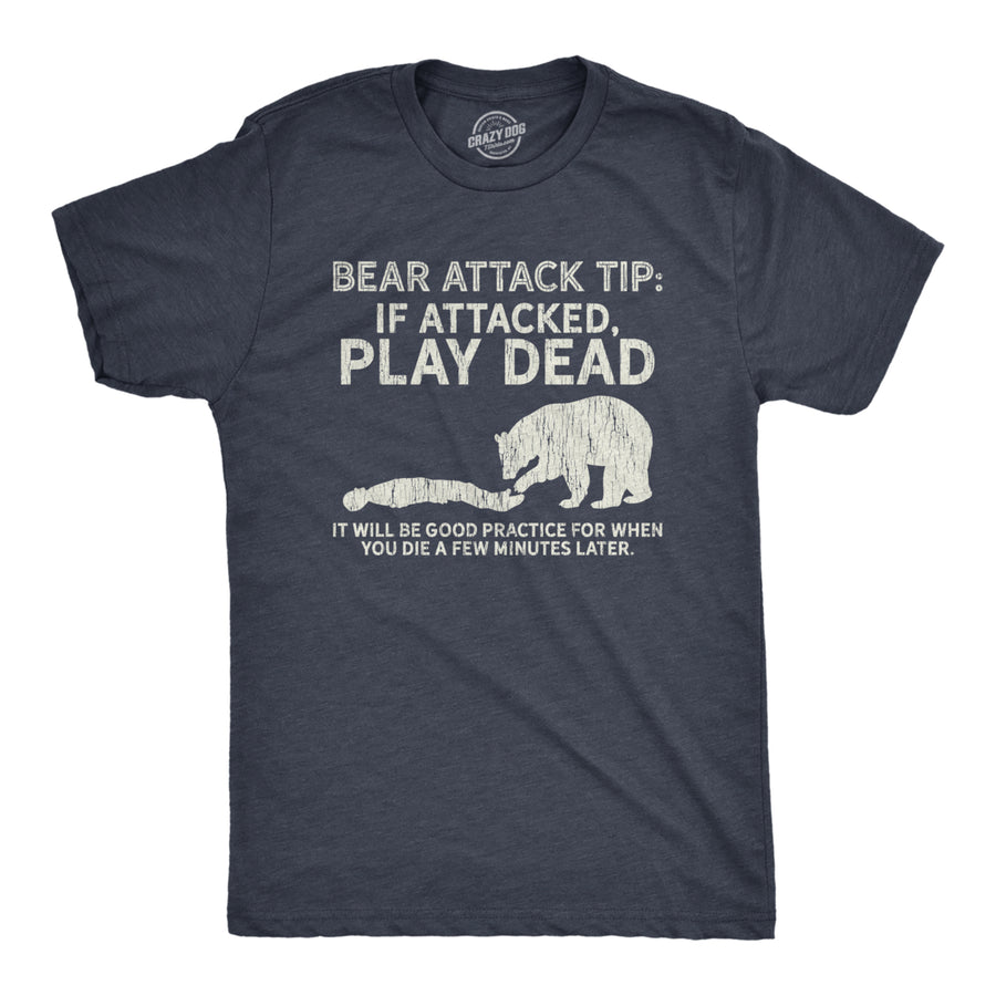 Mens Bear Attack Tip Tshirt Funny Camping Hiking Outdoor Adventure Sarcastic Tee Image 1