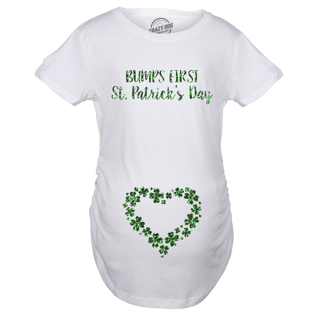 Maternity Bumps First Saint St Patricks Day T Shirt Cute Reveal Pregnancy Tee Image 4