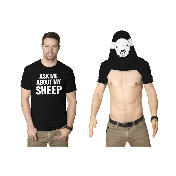 Mens Ask Me About My Sheep Funny Farm Animal Livestock Flip Up T shirt Image 1