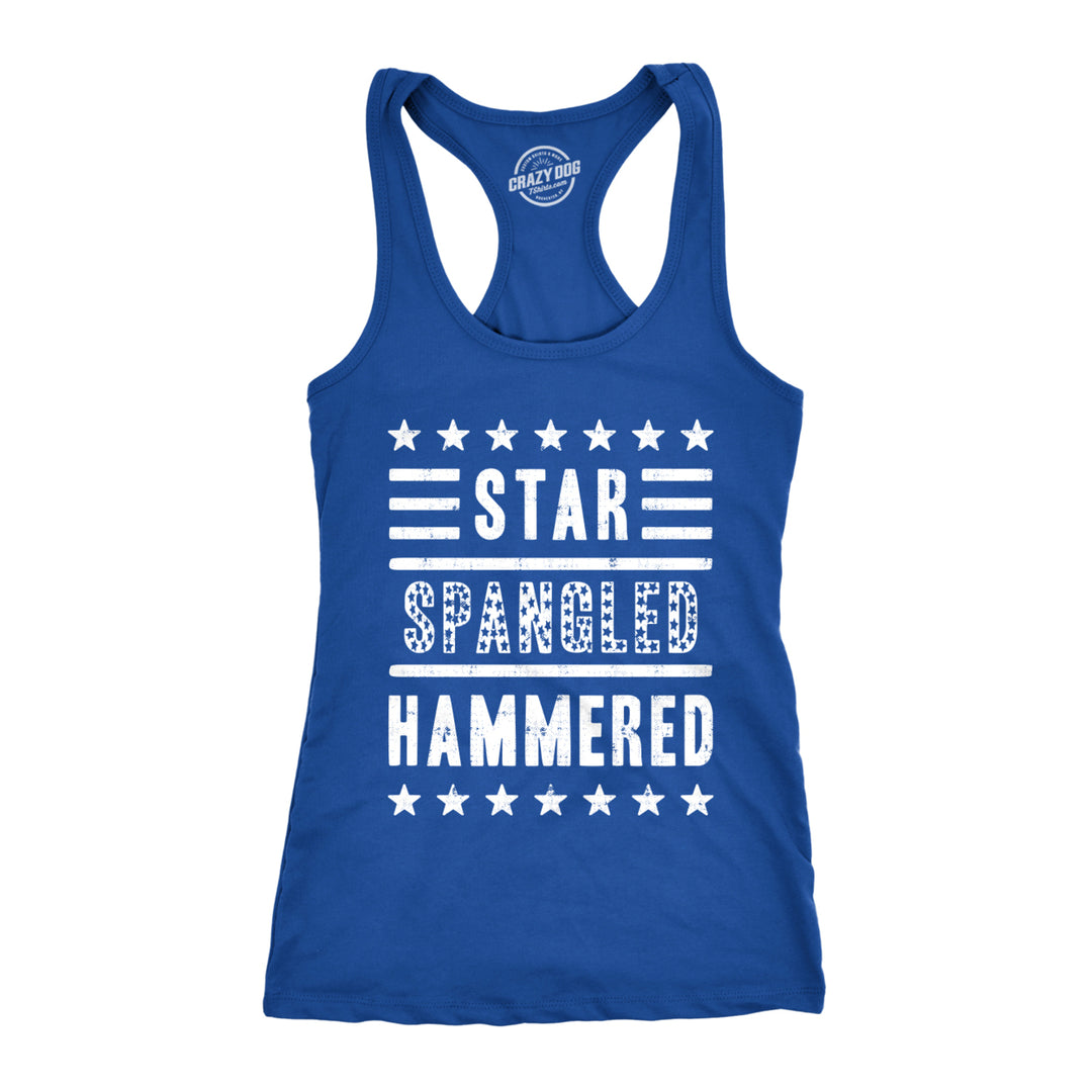 Womens Star Spangled Hammered Funny Workout Shirts Sleeveless Ladies Fitness Tank Top Image 1