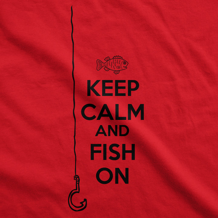 Mens Keep Calm And Fish On T Shirt Funny Tshirt Fisherman Tee Going Fishing Image 2