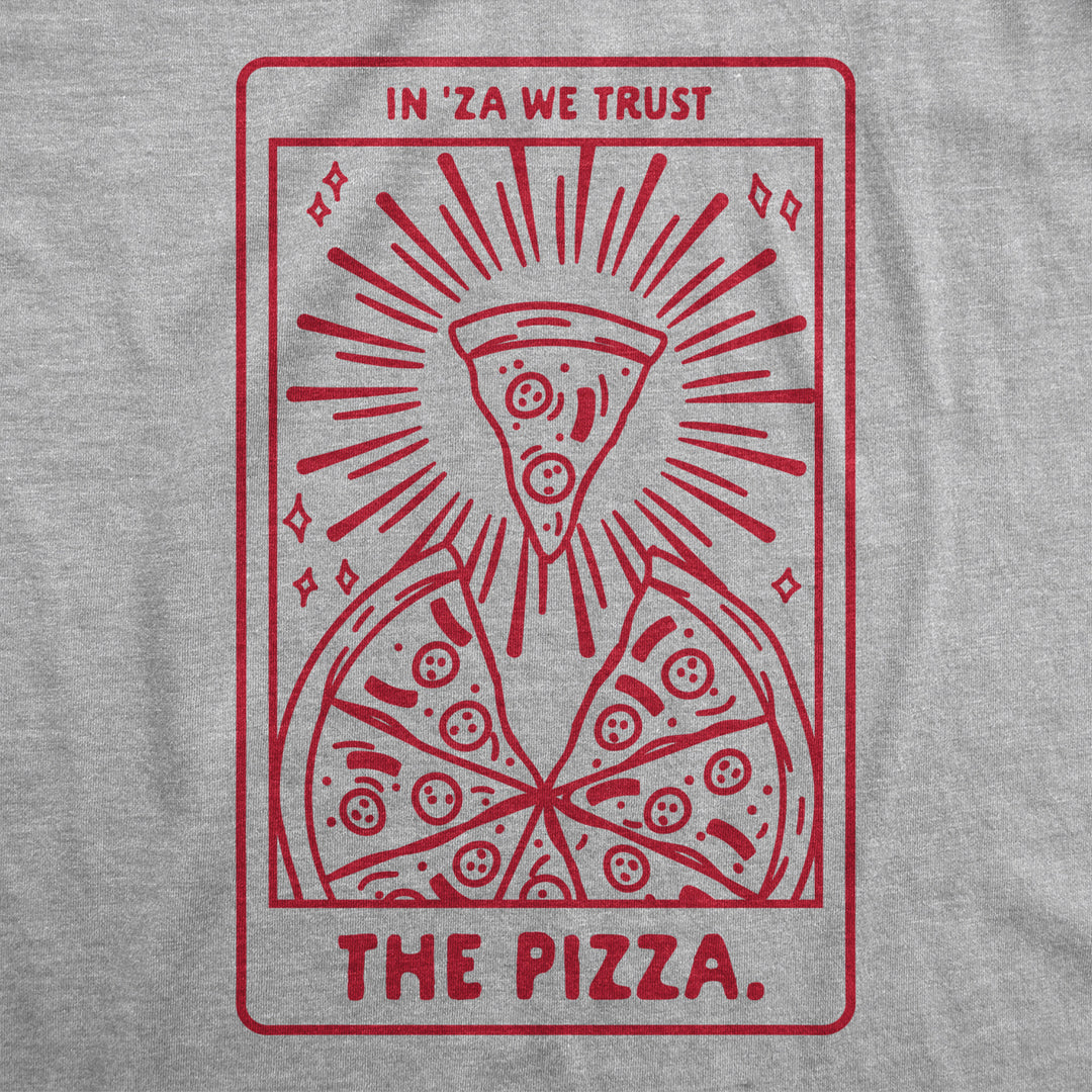 Mens In Za We Trust Pizza Tshirt Funny Tarot Card Pizza Slice Fortune Teller Graphic Tee Image 2