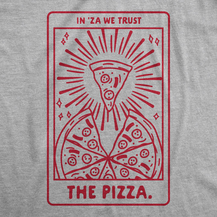 Mens In Za We Trust Pizza Tshirt Funny Tarot Card Pizza Slice Fortune Teller Graphic Tee Image 2