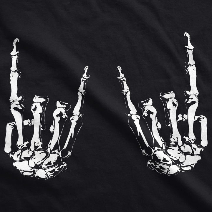 Mens Heavy Metal Bones Hands Tshirt Funny Rock On Halloween Tee Image 2