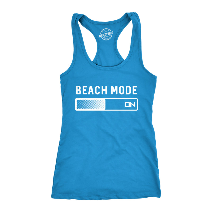 Womens Beach Mode Fitness Tank Funny Vacation Holiday Travel Summer Graphic Novelty Tanktop Image 1