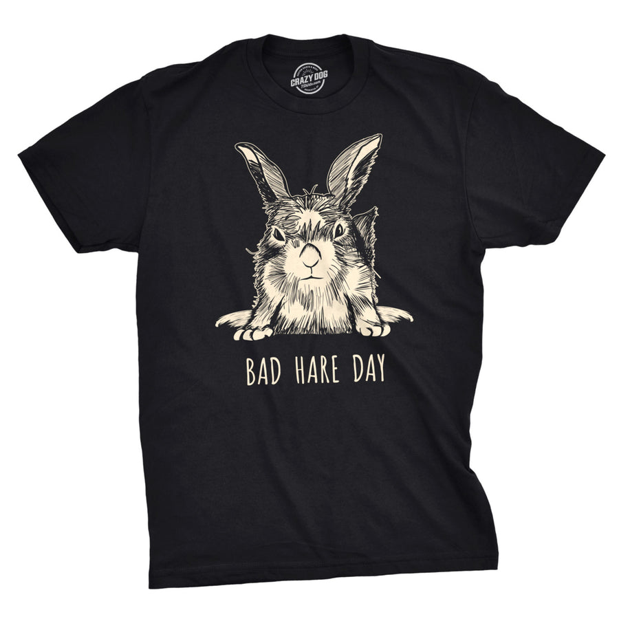 Mens Bad Hare Day T Shirt Funny Easter Bunny Hair Humor Joke Novelty Guys Tee Image 1