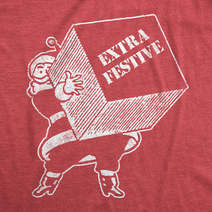 Womens Extra Festive Tshirt Funny Christmas Santa Claus Graphic Novelty Tee Image 2