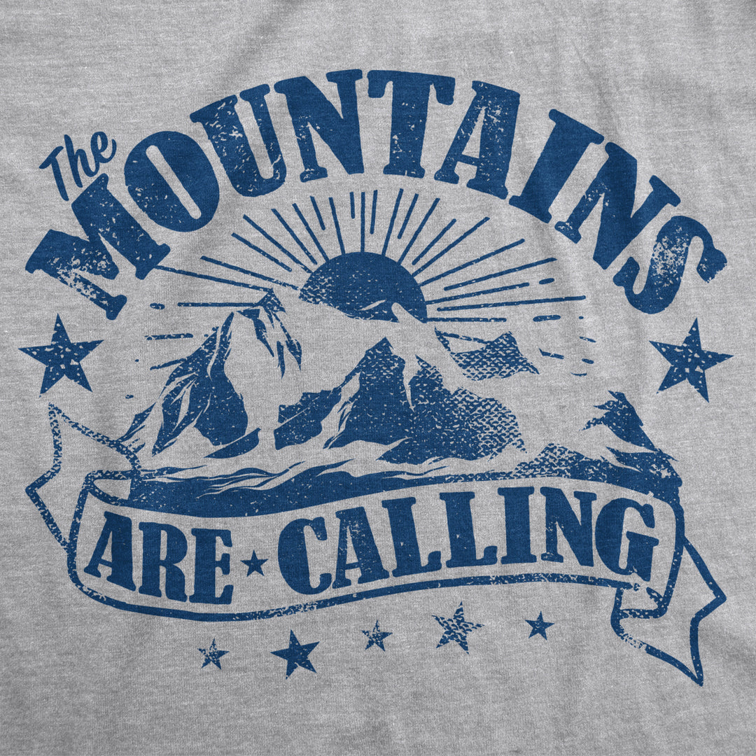 Womens The Mountains Are Calling Cool Sunset Vintage Rockies Funny Hiking Nature T shirt Image 2