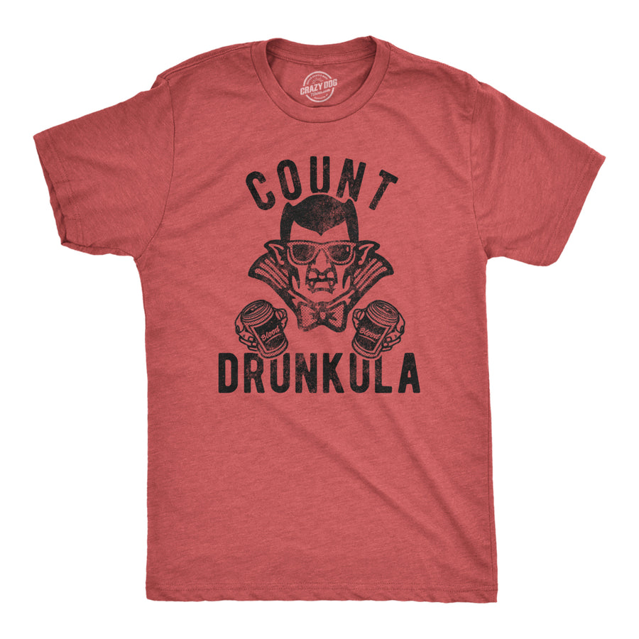 Mens Count Drunkula Tshirt Funny Halloween Dracula Beer Lover Graphic Tee Image 1